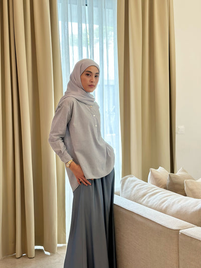 EDEN Flared Maxi Skirt in Dusty Blue