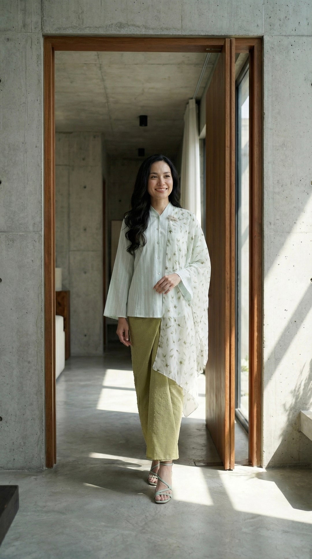 CEMARA Short Kebaya Set in Dewlight Green