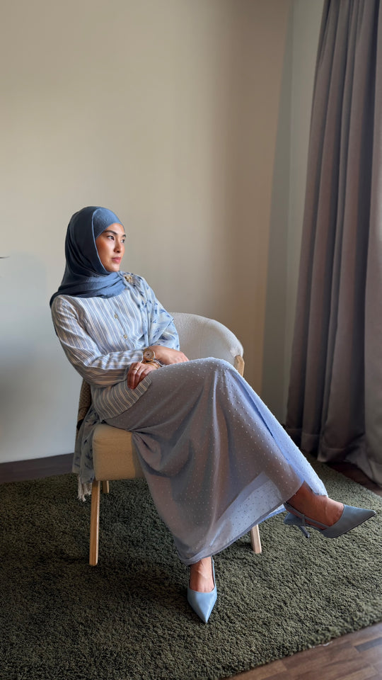 CEMARA Short Kebaya Set in Cornflower Blue