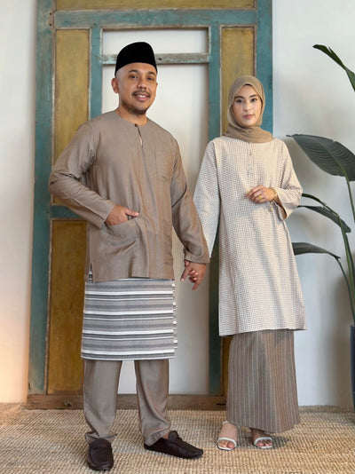 MALIK Teluk Belanga Baju Melayu Set in Taupe