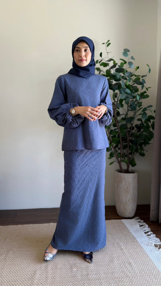 MAYA Modern Kurung Set in Ash Blue