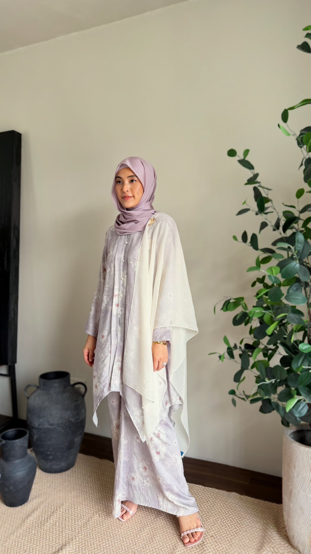 RATU Long Kebaya Set in Misty Thistle