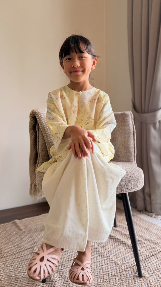 KASTURI Long Kurung Set in Lemon Blossom