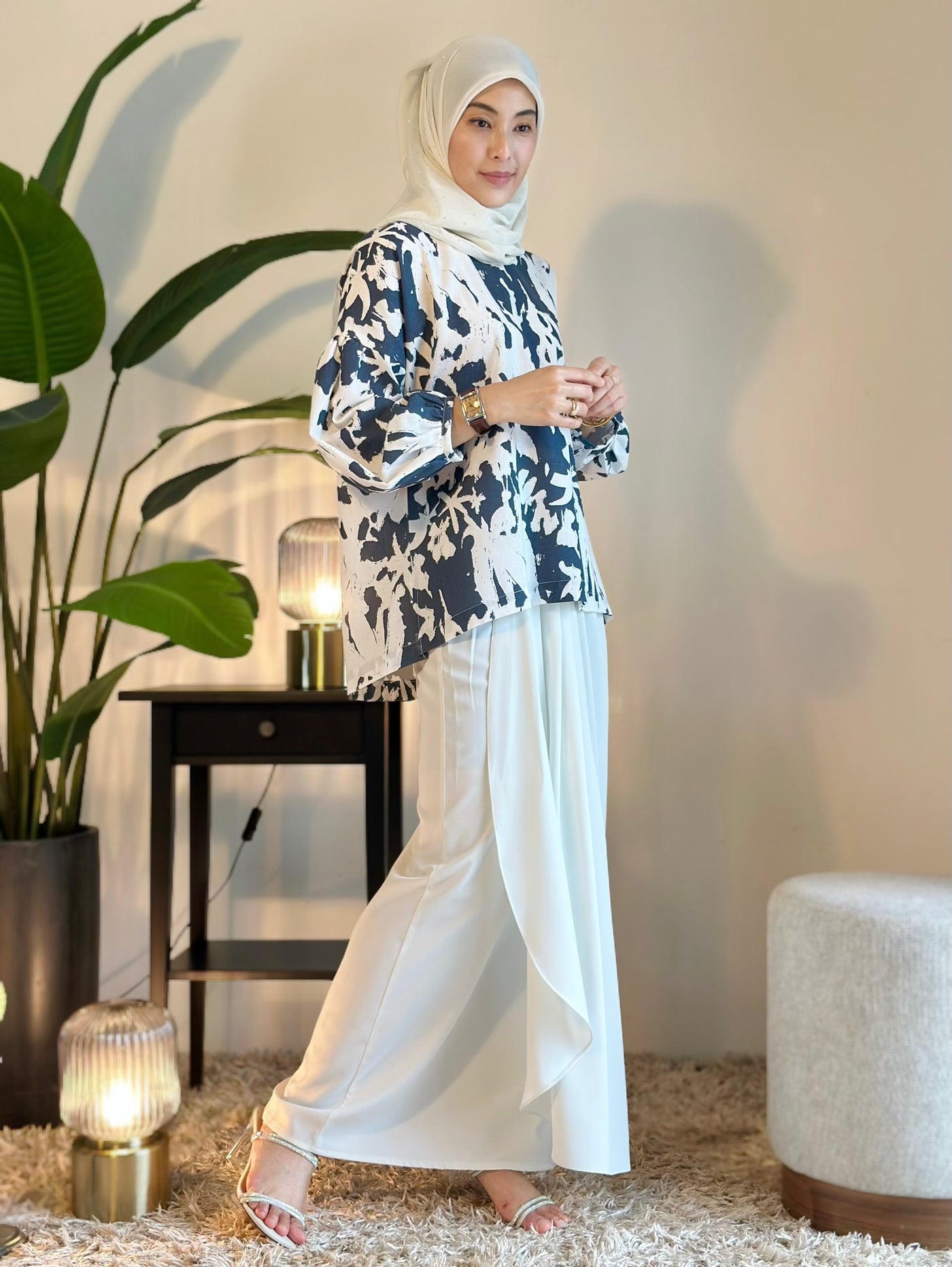 LANTANA Short Kurung Set in Vanilla Azure
