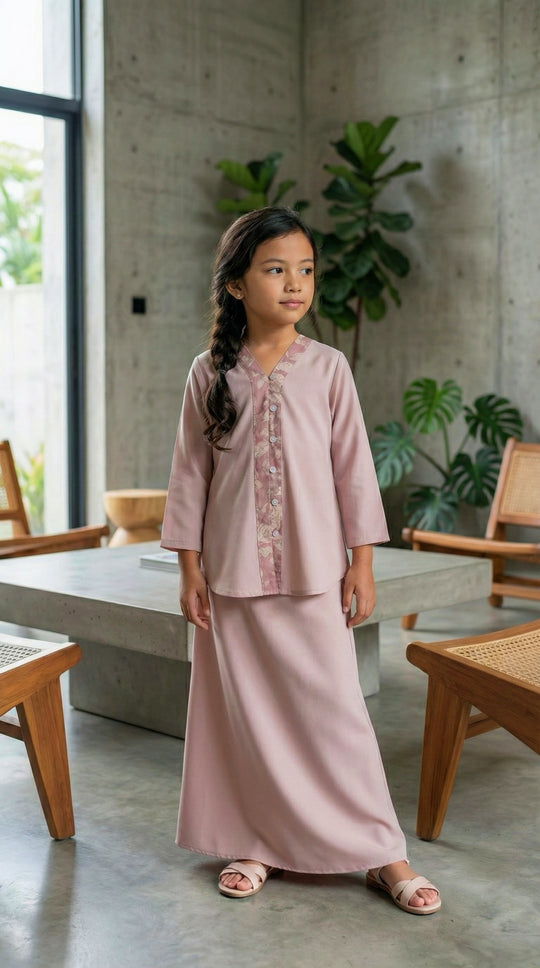 CAHAYA Modern Mini Kurung Set in Antique Blush