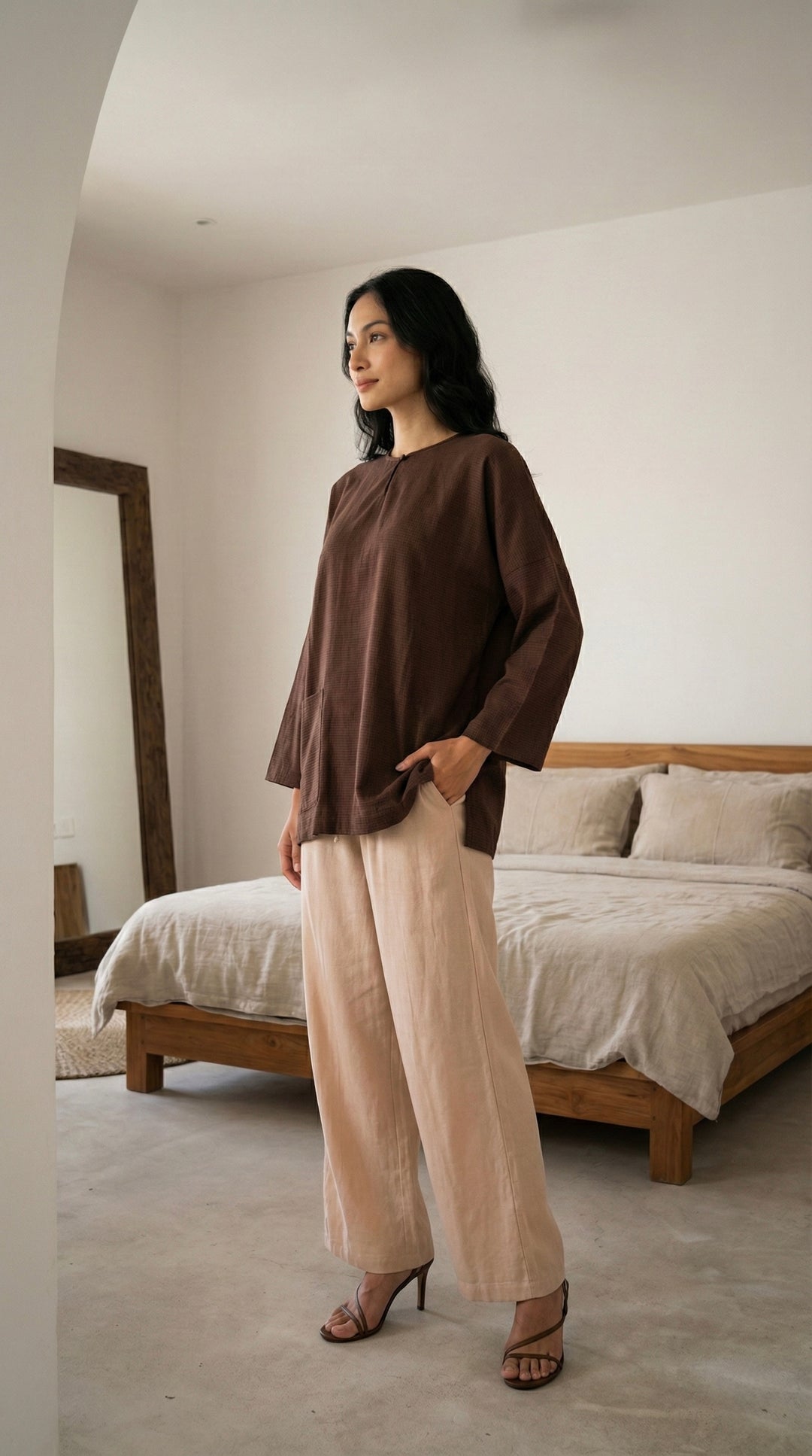 MAIMUNAH Kedah Top in Chocolate Gingham