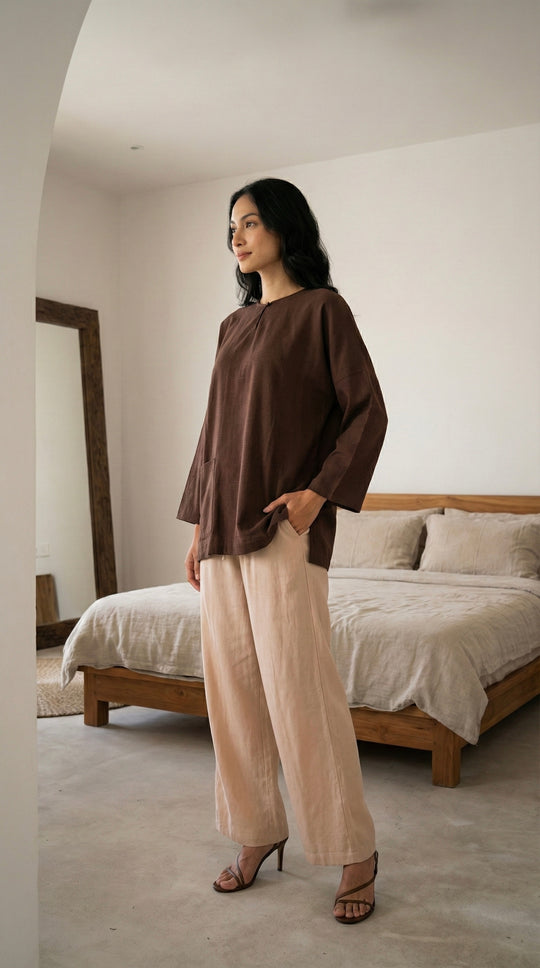 MAIMUNAH Kedah Top in Chocolate Gingham