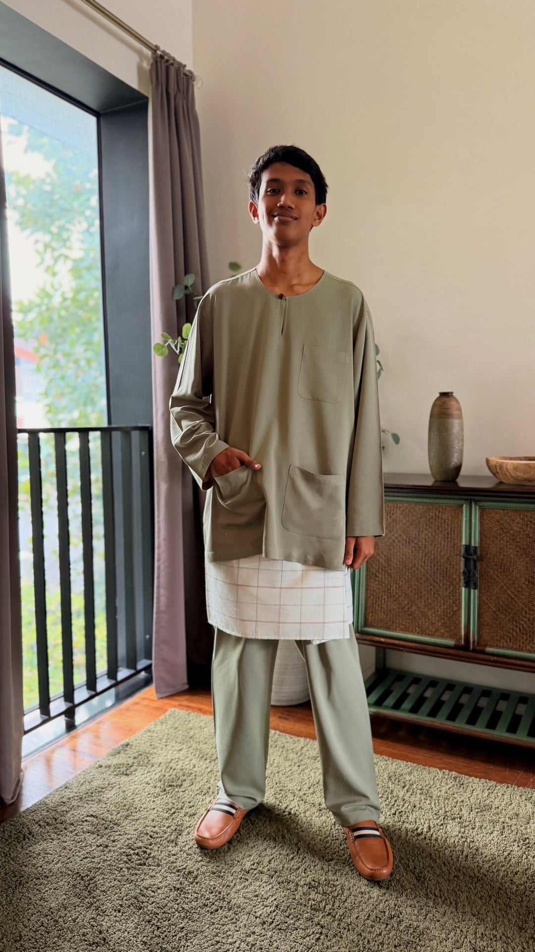 TUAH Baju Melayu Teluk Belanga in Sage