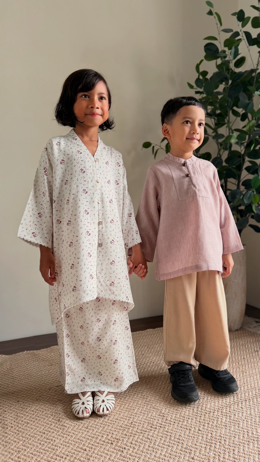 MAYANG Long Kebarung Set in Merlot Ditsy