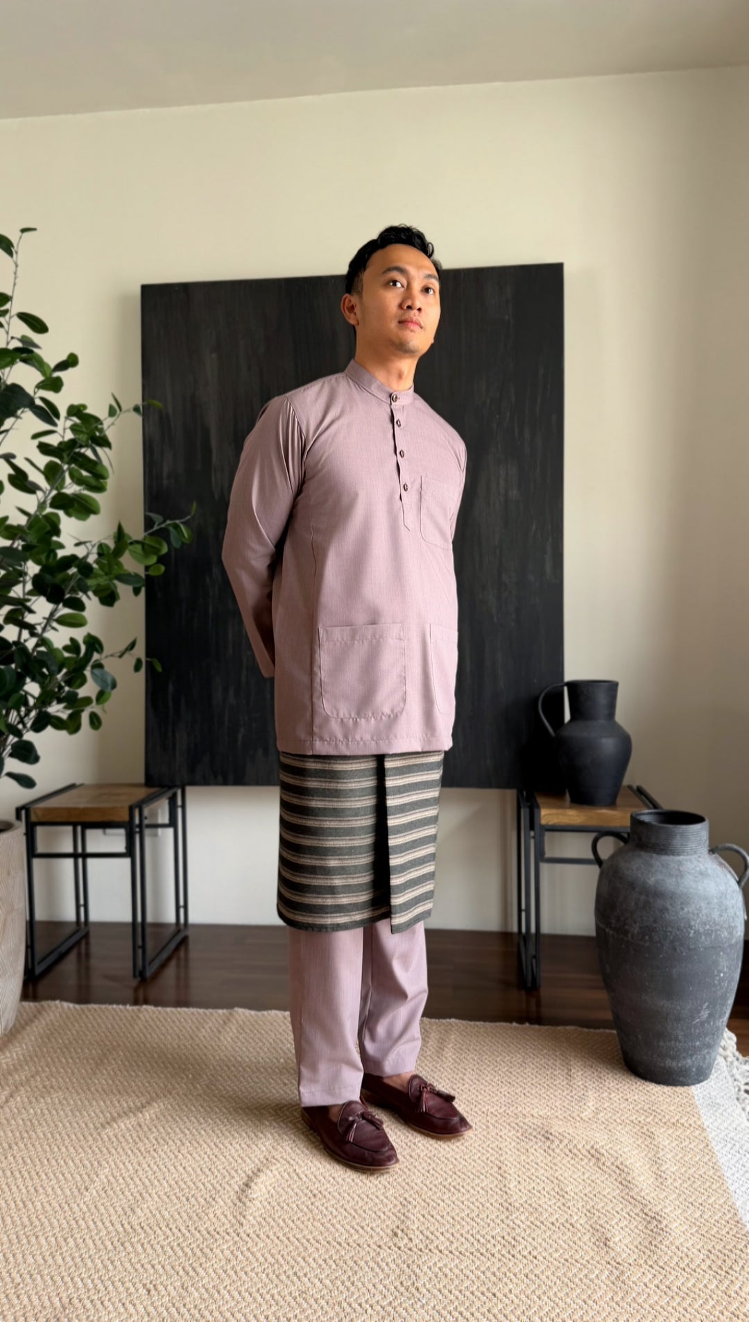 ARJUNA Baju Melayu Cekak Musang in Desert Blush