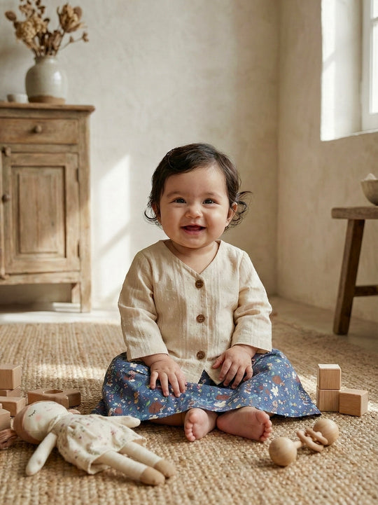 MAWAR Baby’s Modern Kebaya Set in Tan
