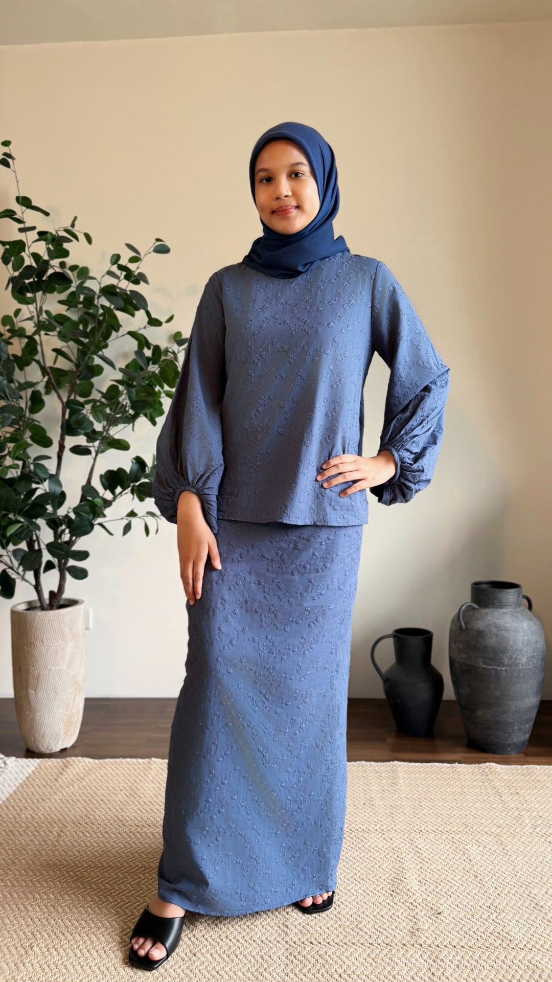 MAYA Modern Kurung Set in Ash Blue