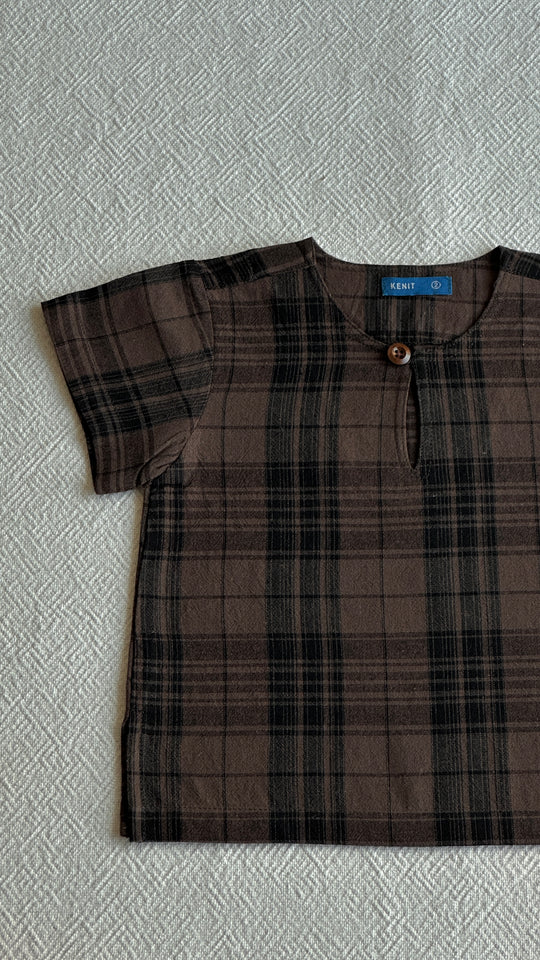 MUDA Baby's Teluk Belanga Kurta in Espresso Plaid