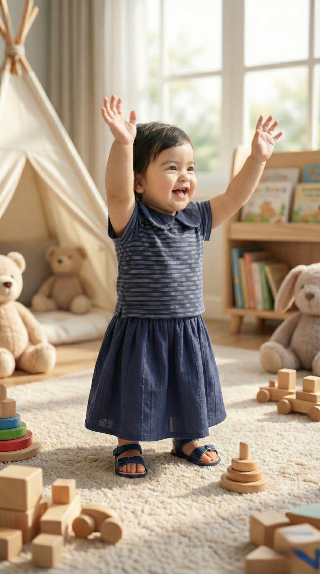 ARA Baby's Mini Kurung Set in Navy