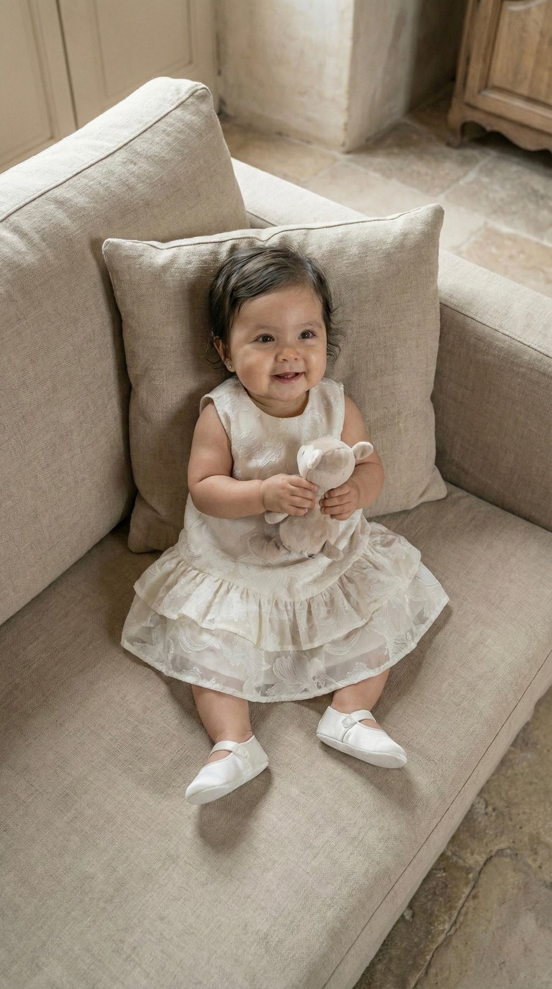 LILI Baby's Dress in Silky Ivory