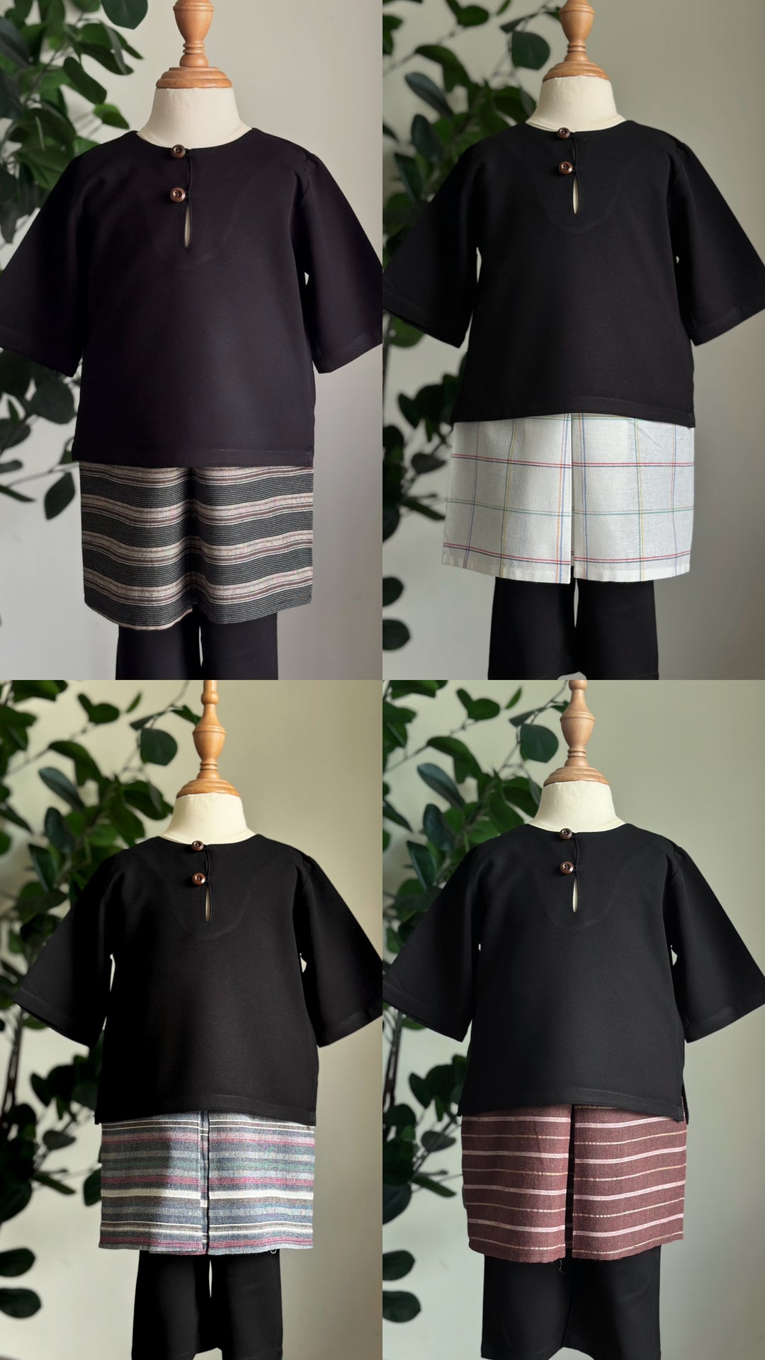 QAID Baby’s Teluk Belanga Baju Melayu Set in Charcoal