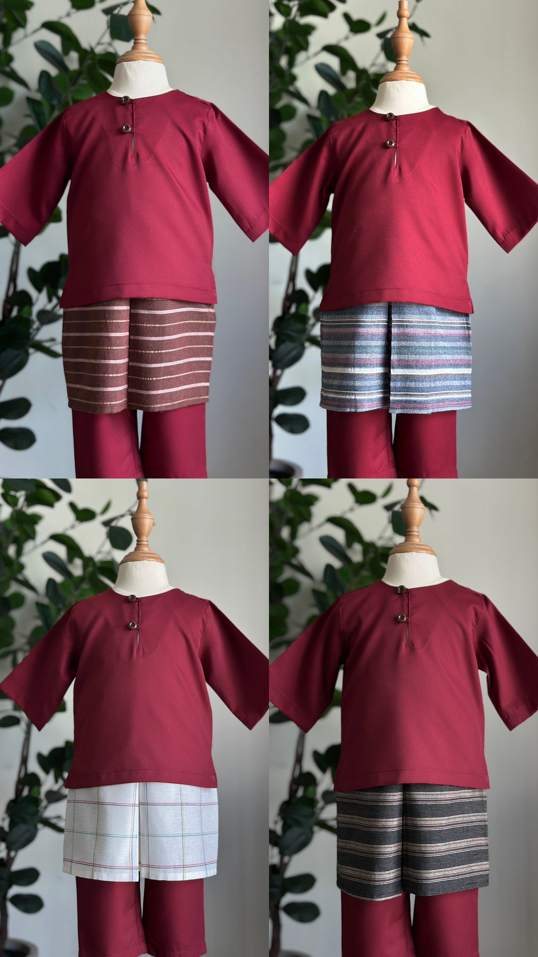 QAID Baby’s Teluk Belanga Baju Melayu Set in Maroon