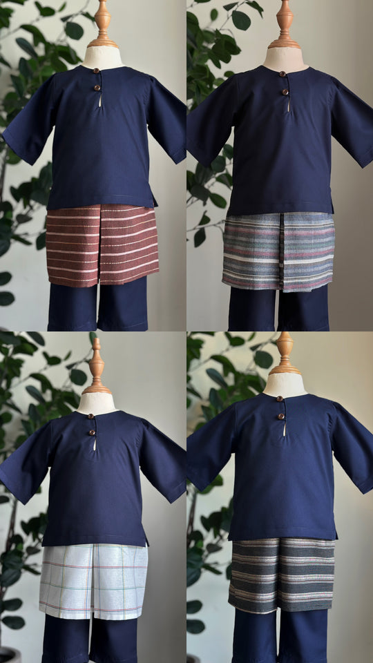 QAID Baby’s Teluk Belanga Baju Melayu Set in Midnight Blue