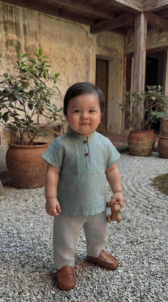ALAM Baby's Kurta in Herbal Green