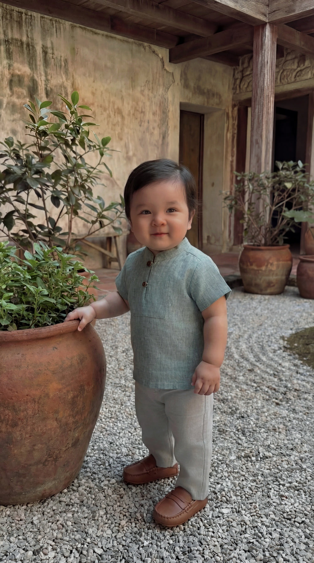 ALAM Baby's Kurta in Herbal Green
