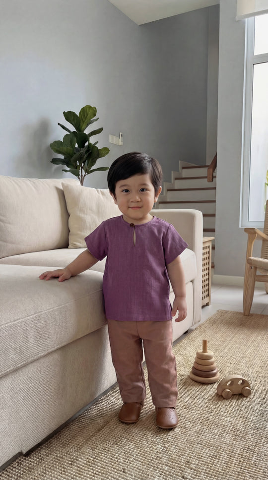 MUDA Baby's Teluk Belanga Kurta in Old Plum