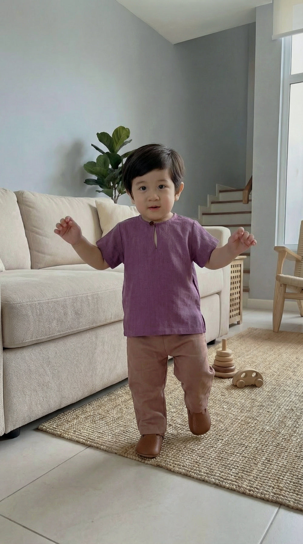 MUDA Baby's Teluk Belanga Kurta in Old Plum