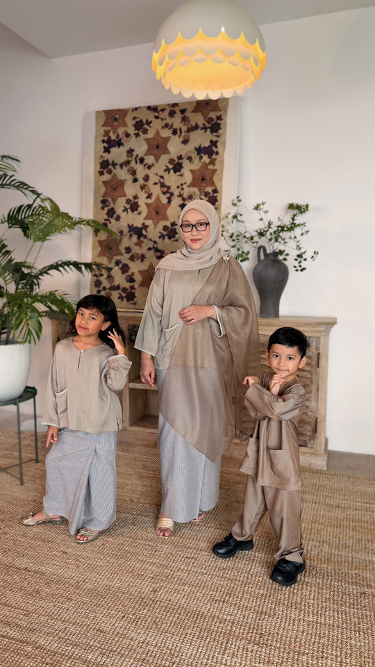 MULUS Kurung Kedah Set in Dune Biege