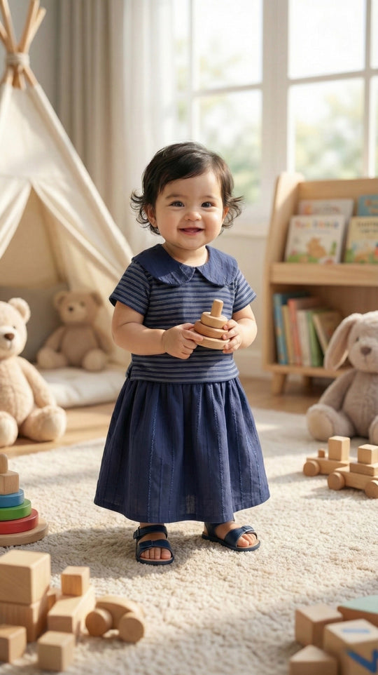 ARA Baby's Mini Kurung Set in Navy