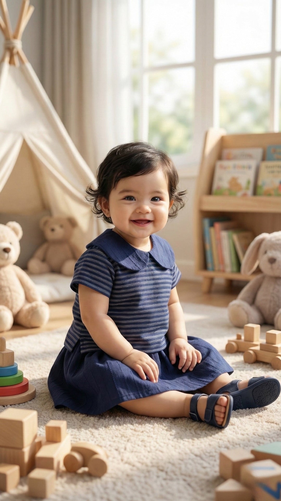 ARA Baby's Mini Kurung Set in Navy