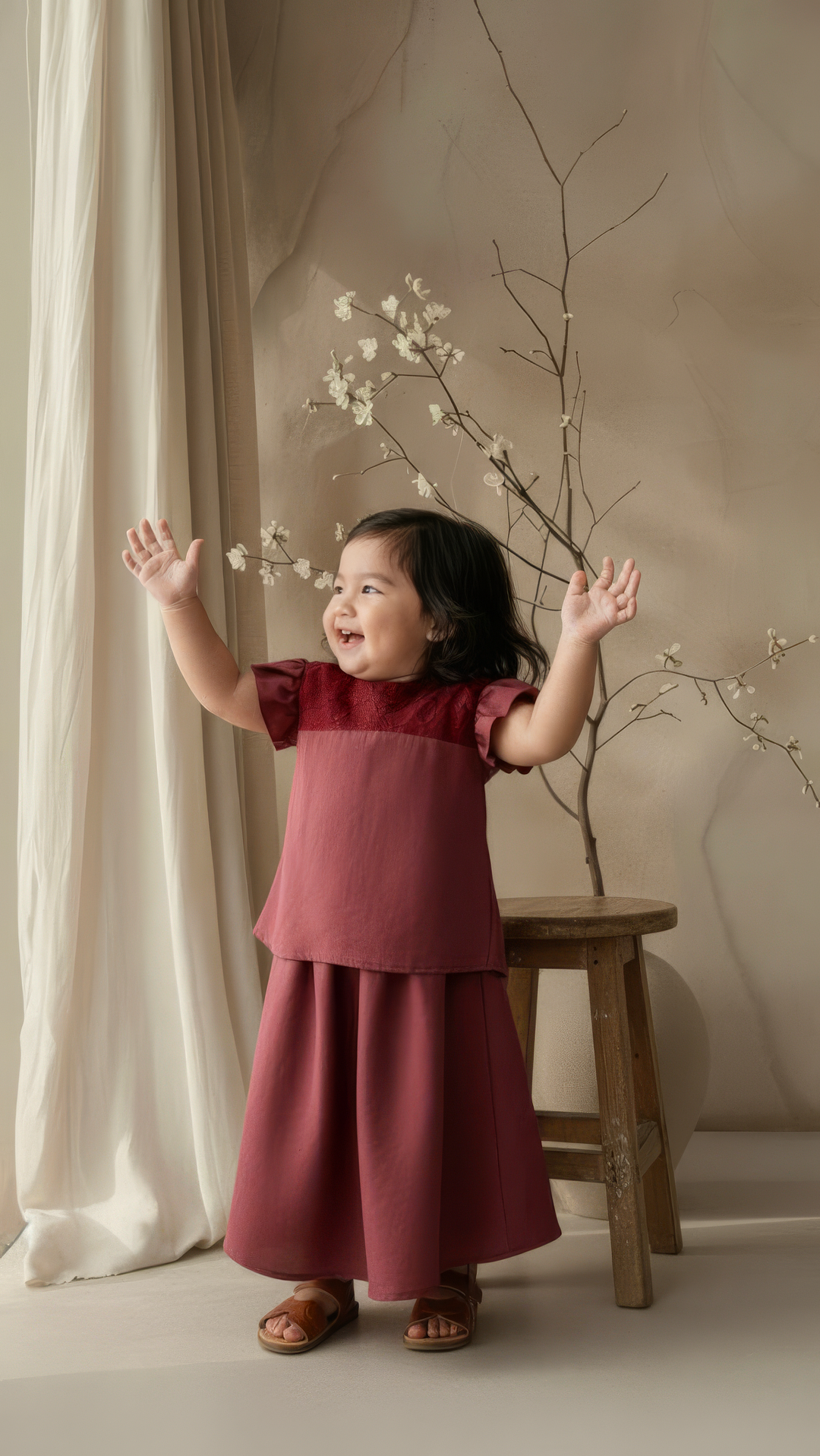 MANIS Baby's Modern Mini Kurung Set in Rosewood