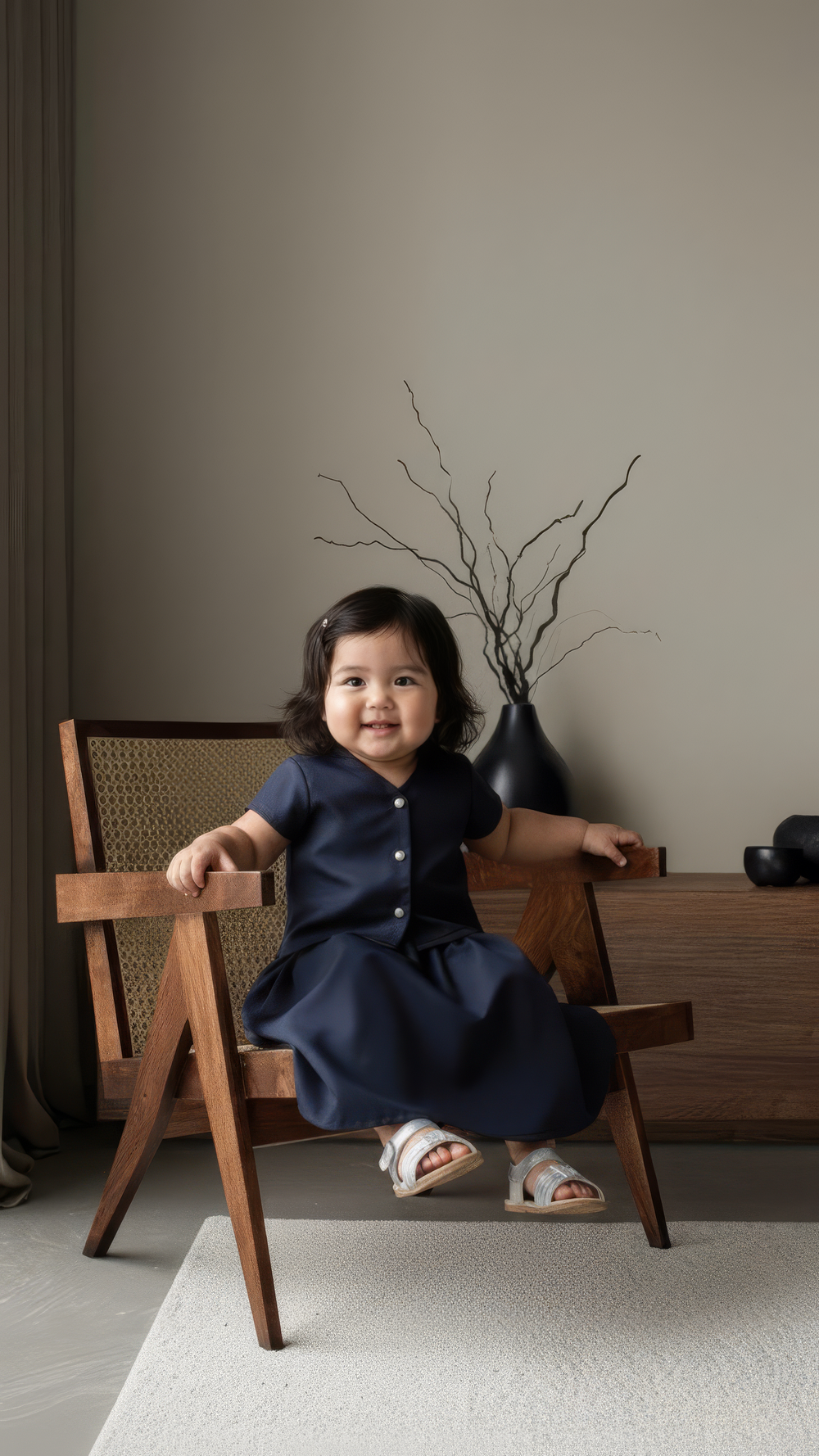 SERI Baby's Modern Kebaya Set in Midnight Blue