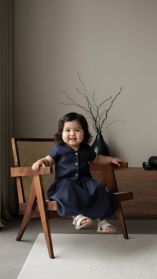 SERI Baby's Modern Kebaya Set in Midnight Blue