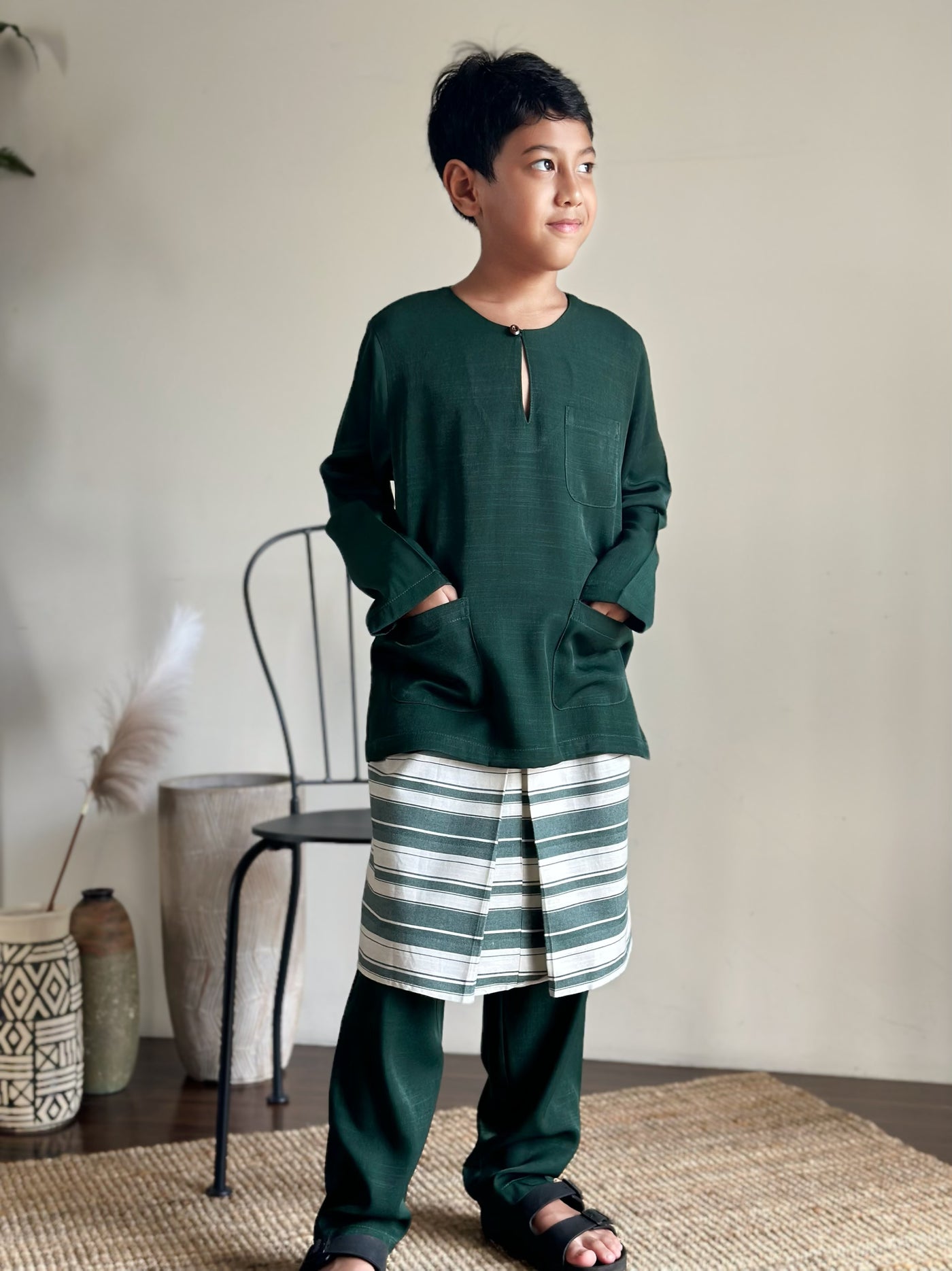 NUH Teluk Belanga Baju Melayu Set in Emerald Green