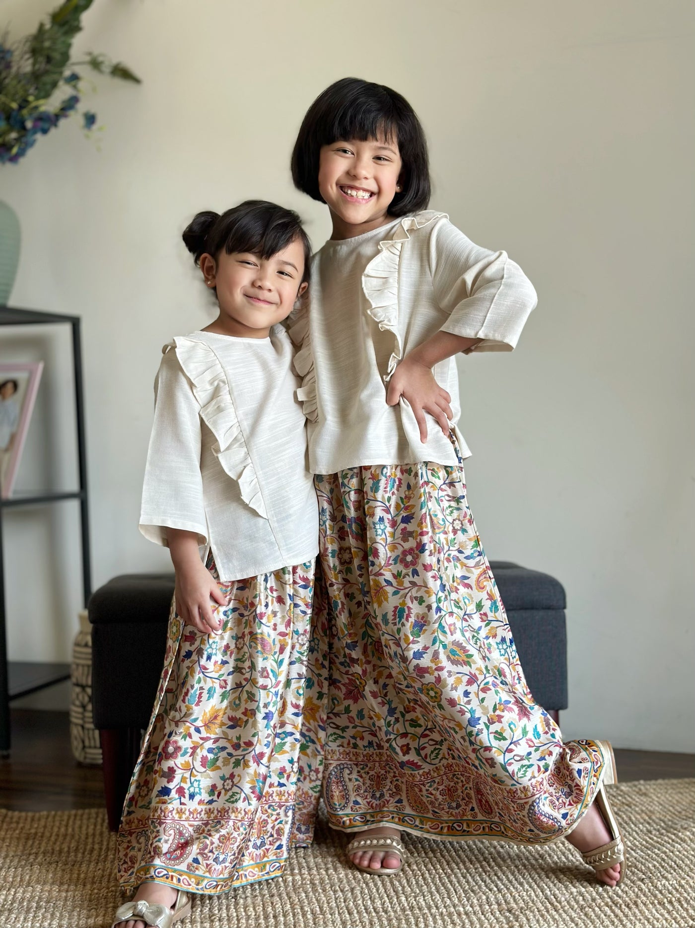 RIANG Frill Blouse & Skirt Set in Vanilla Blossom