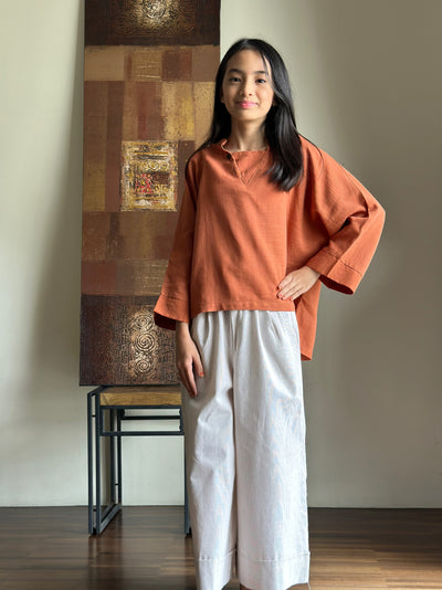JADE Cotton Palazzo Pants in Oatmeal