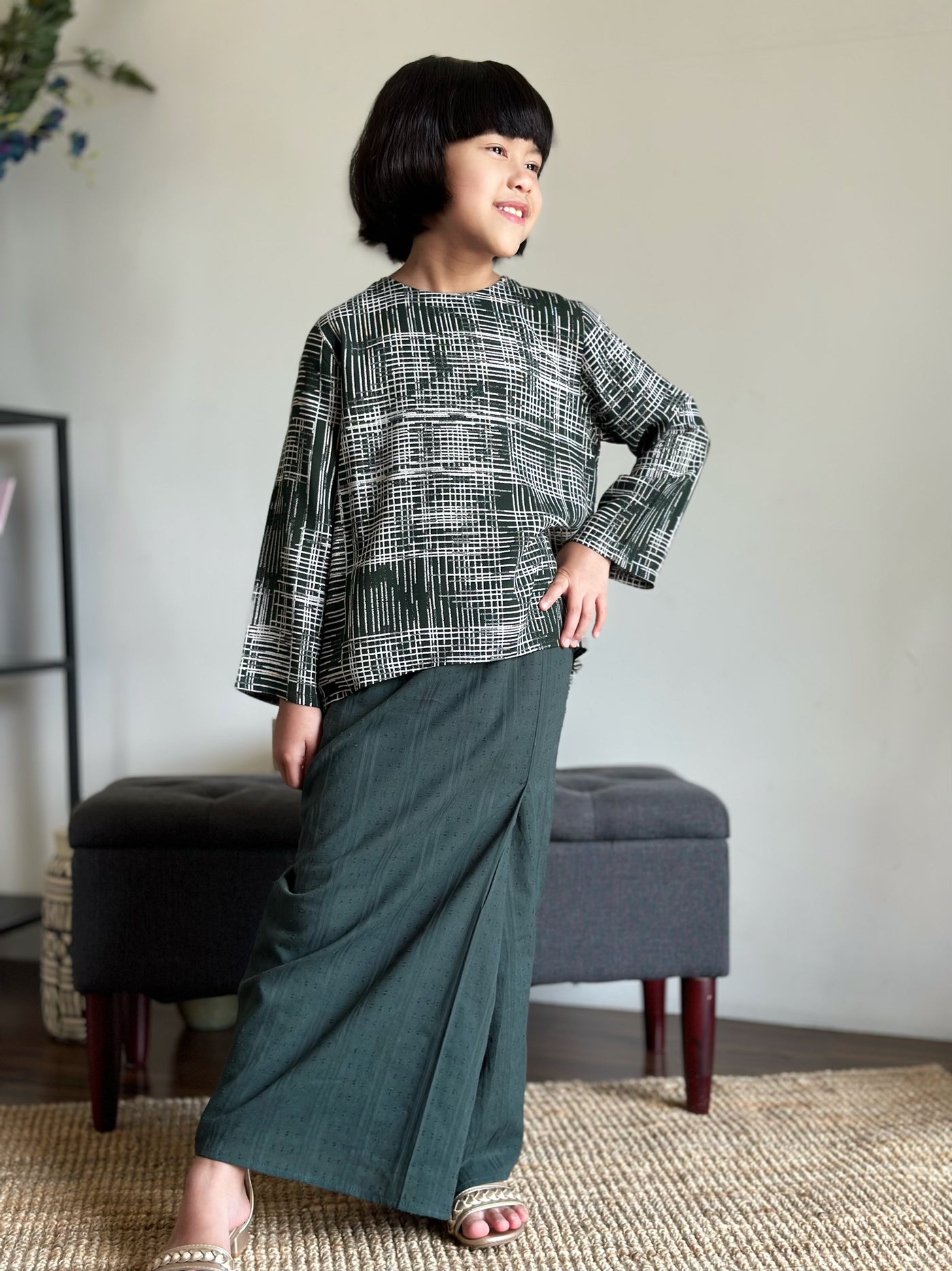 KURNIA Short Kurung Set in Emerald