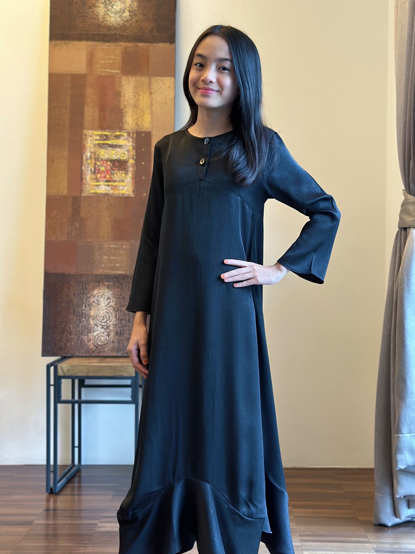 ROSA Empire Dress in Jet Black