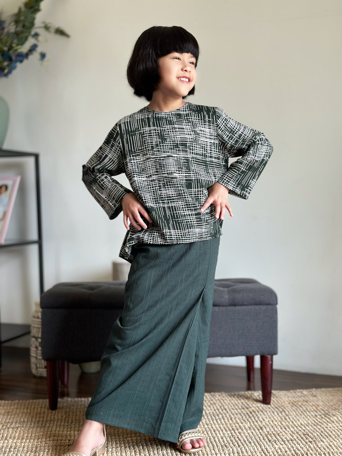 KURNIA Short Kurung Set in Emerald