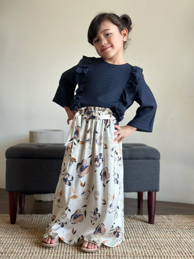 RIANG Frill Blouse & Skirt Set in Midnight Bloom