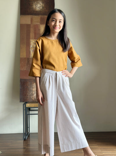 JADE Cotton Palazzo Pants in Oatmeal