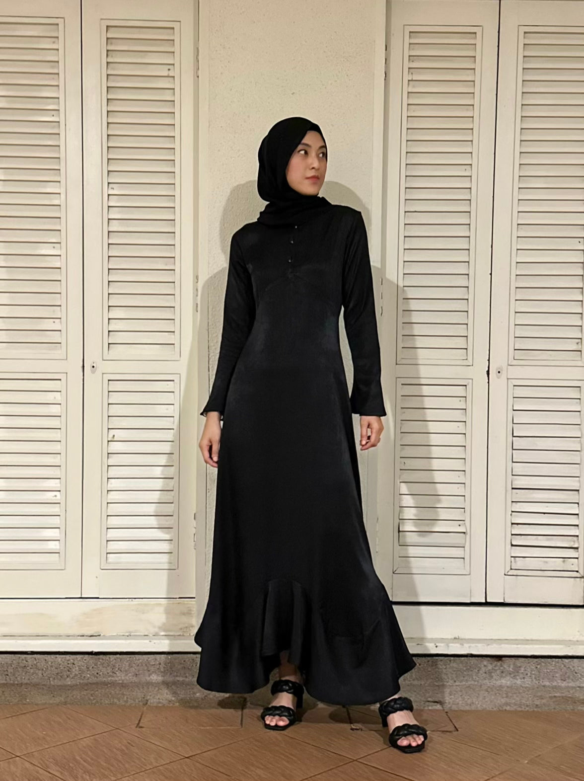 BELLA Empire Dress in Jet Black