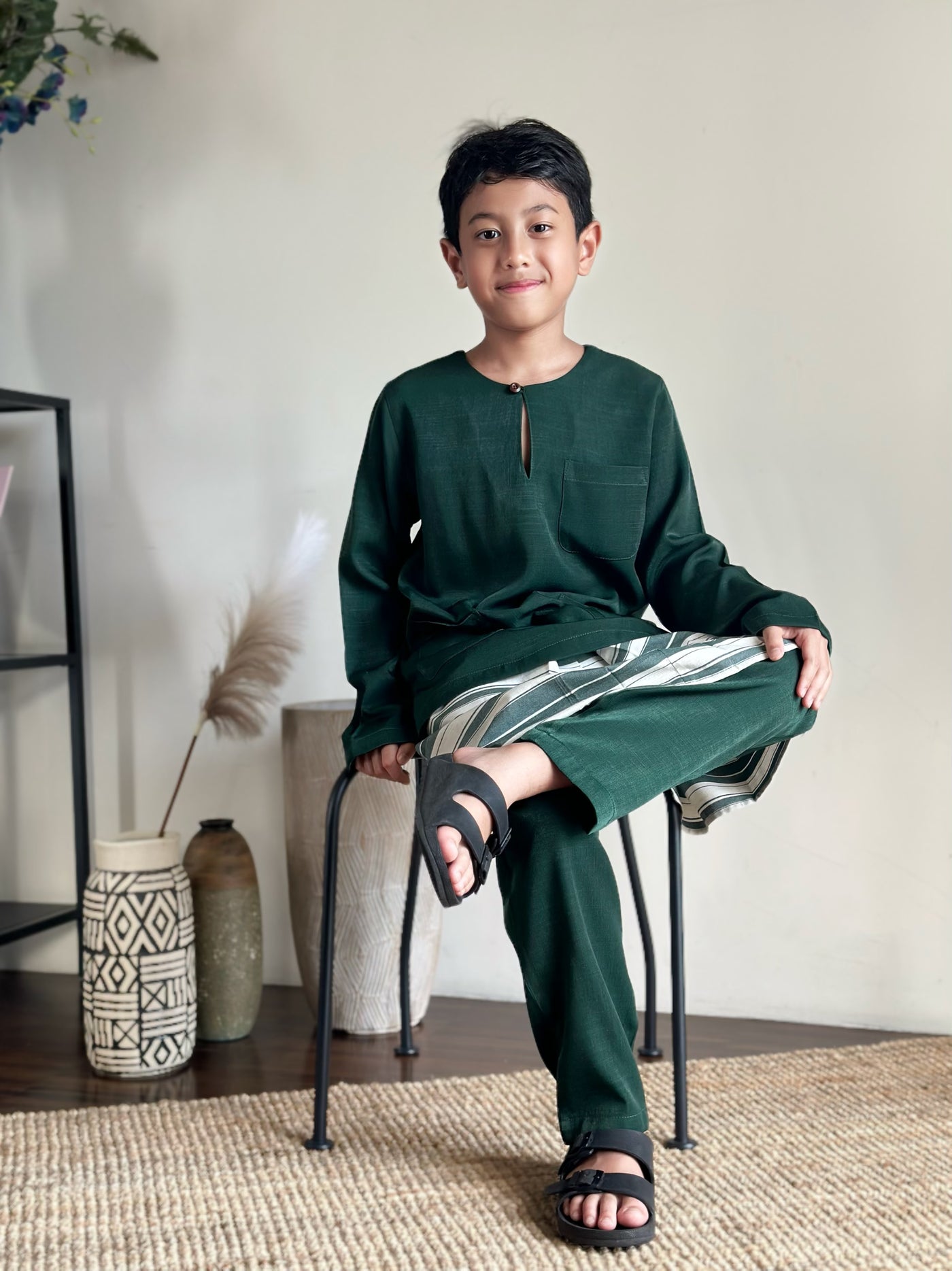 NUH Teluk Belanga Baju Melayu Set in Emerald Green
