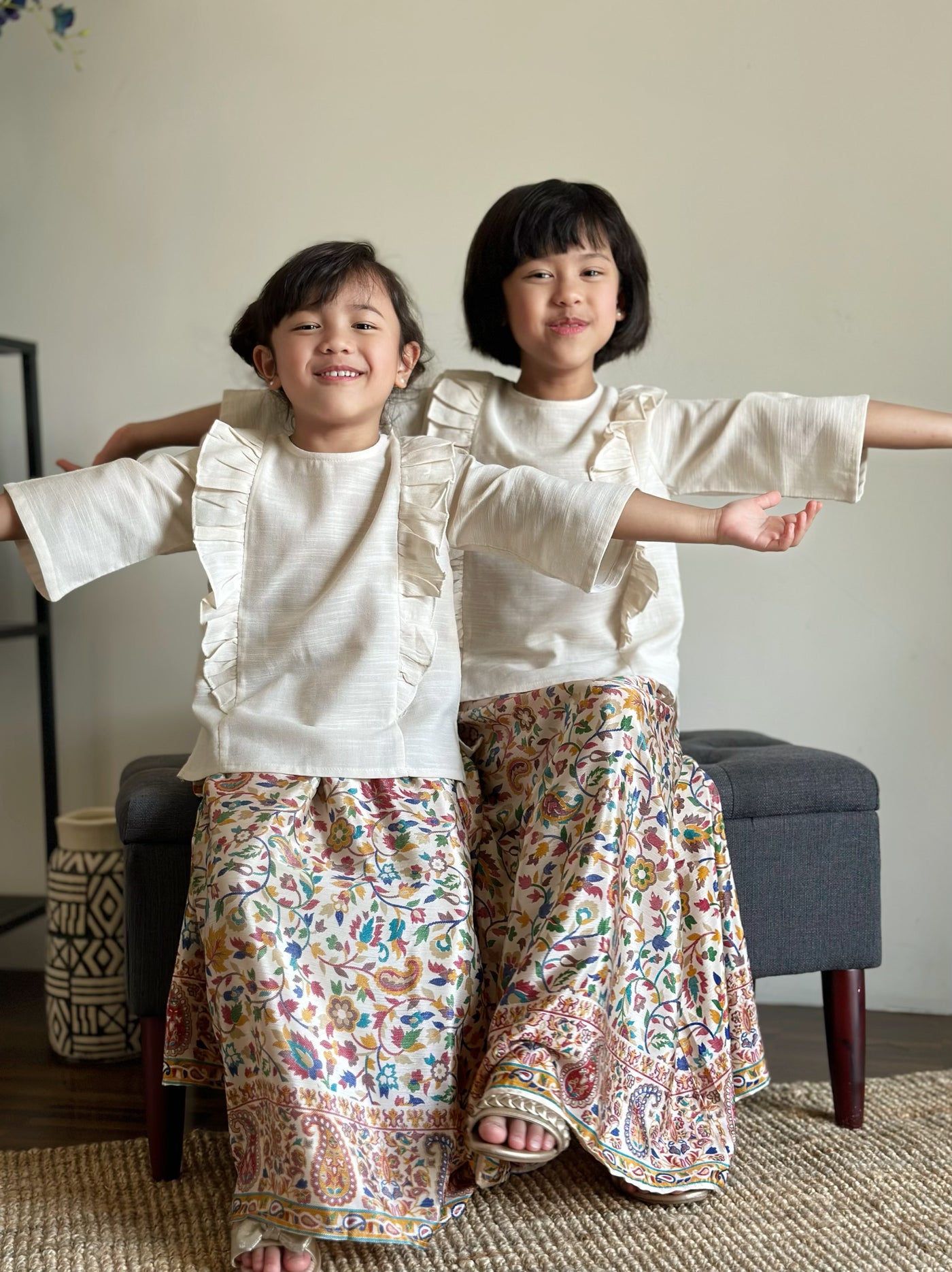 RIANG Frill Blouse & Skirt Set in Vanilla Blossom