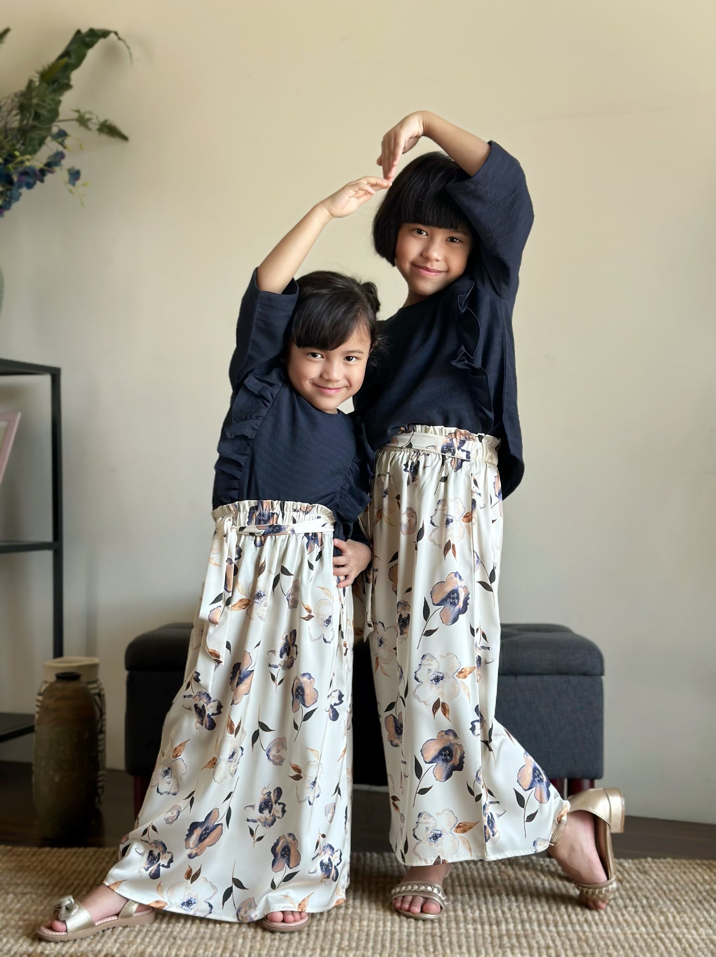 RIANG Frill Blouse & Skirt Set in Midnight Bloom