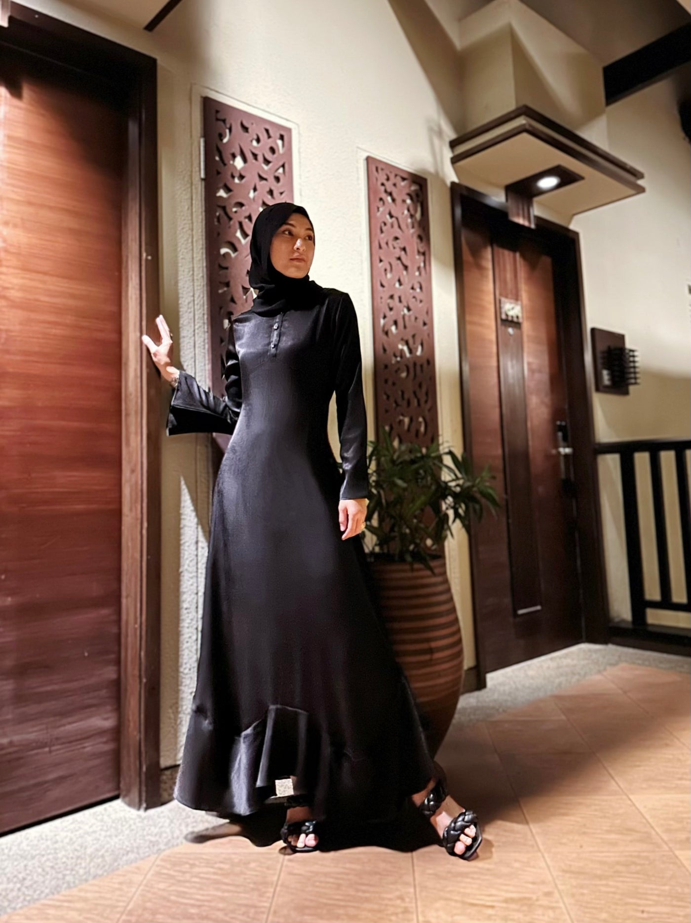 BELLA Empire Dress in Jet Black