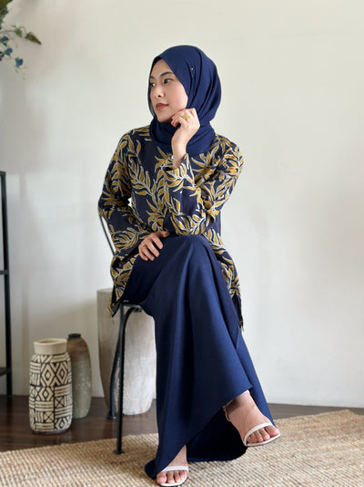 NIRMALA Modern Kurung Set in Midnight Foliage