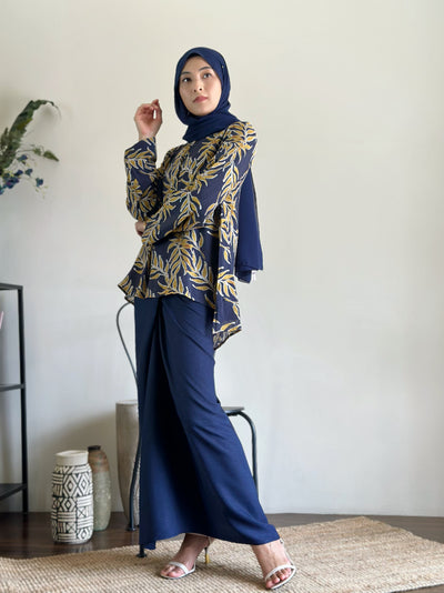 NIRMALA Modern Kurung Set in Midnight Foliage