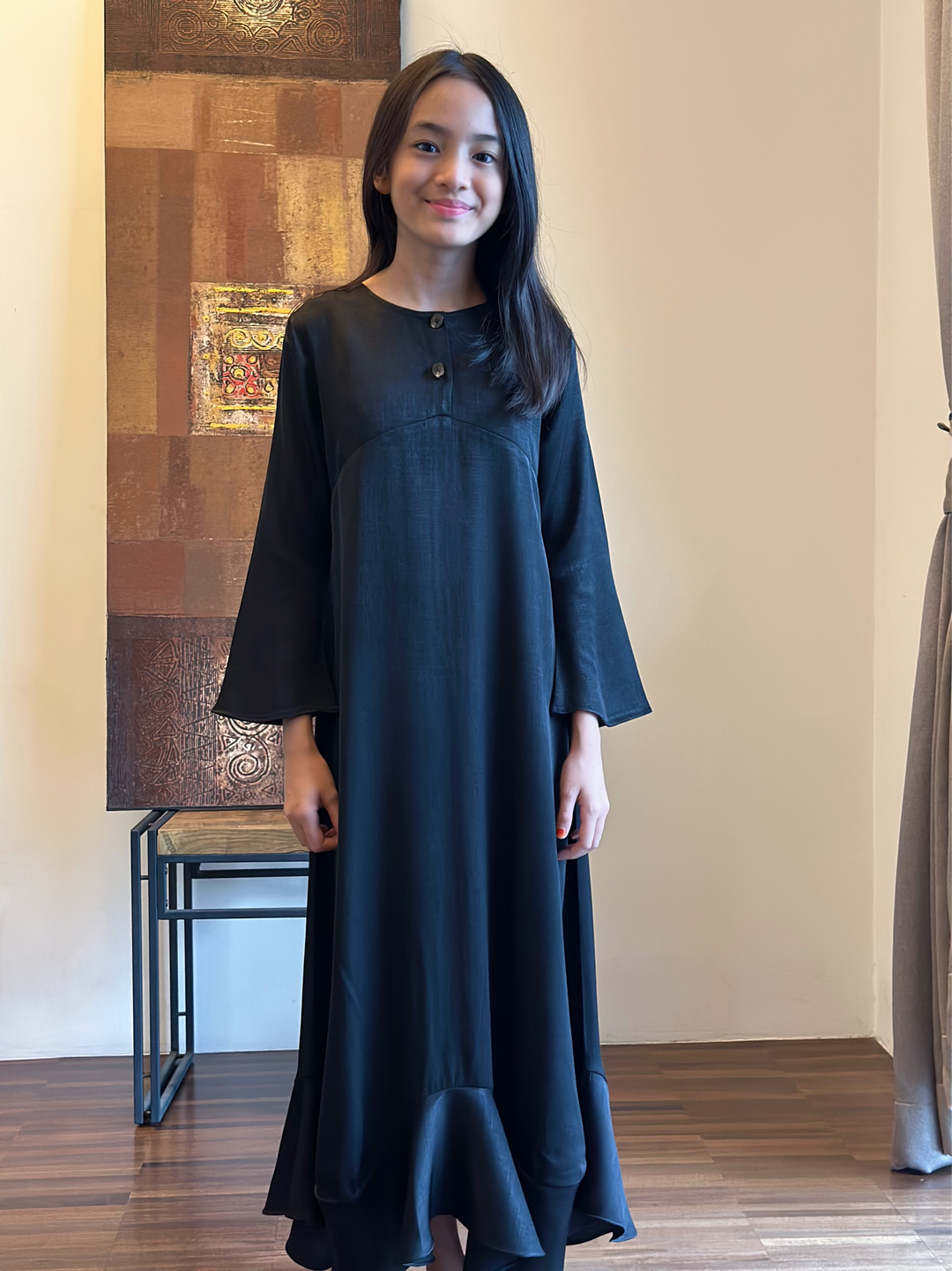 ROSA Empire Dress in Jet Black