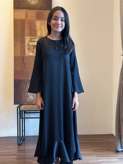 ROSA Empire Dress in Jet Black
