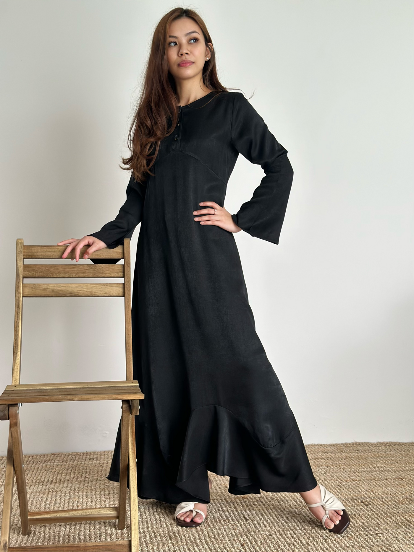BELLA Empire Dress in Jet Black